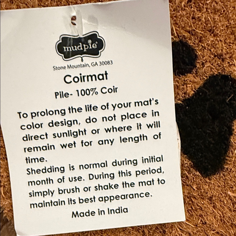 Mud Pie Bone-Shaped Doormat in Brown with Black Paw Print - Picture 2 of 9
